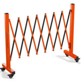 Garvee Metal Expandable Barricade, 11 Ft Folding Security Gate, High Strength Steel Expandable Barricade Gate Outdoor, Industrial Expandable Barricade Gate with Casters, Orange&Black - Orange and Black