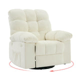Garvee Rocking Recliner Chair, 360° Swivel Rocker Chair for Living Room, Upholstered Fabric Nursery Chair with Side Pockets for Small Spaces, q235 Steel Frame Lazy Boy Recliner Single Sofa, Beige - Beige