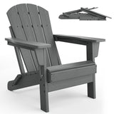 Garvee Folding Wooden Adirondack Chair, Outdoor Lounge Chair with Ergonomic High Back, Light Gray - Light Gray