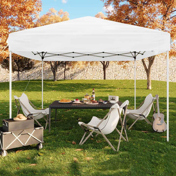 Garvee 10x10 ft Pop Up Canopy Tent - Height Adjustable Outdoor Pavilion - Portable Folding Gazebo, Easy Setup - Perfect for Parties, Garden, Camping, Beach & Outdoor Events - White