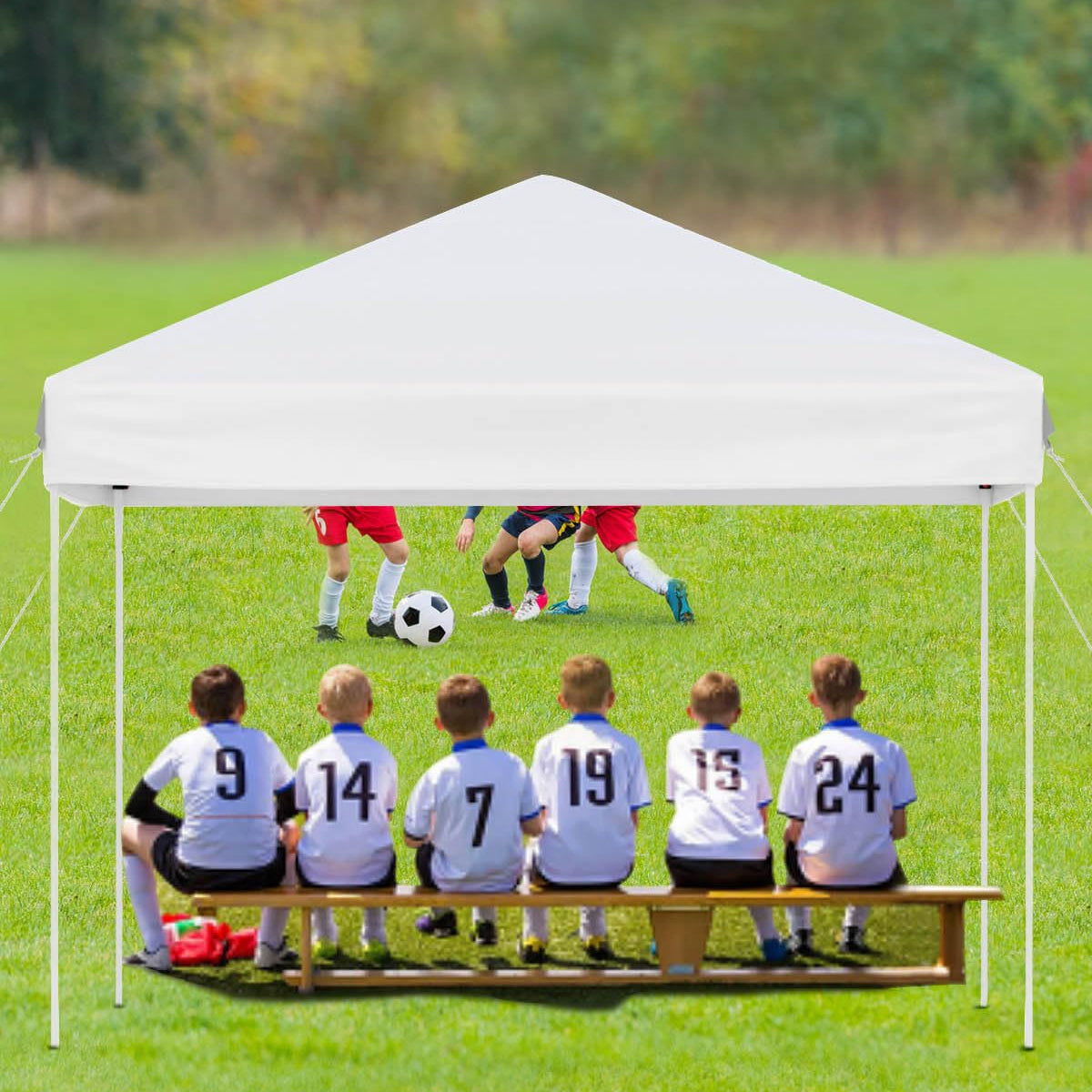 Garvee 10x10 ft Pop Up Canopy Tent - Height Adjustable Outdoor Pavilion - Portable Folding Gazebo, Easy Setup - Perfect for Parties, Garden, Camping, Beach & Outdoor Events - White
