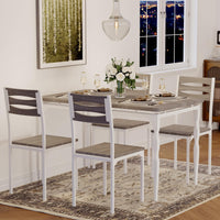 Garvee 5 Piece Industrial Dining Table and Chair Set with Spiral-Patterned Legs for Kitchen and Dining Room, Grey