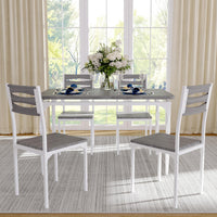 Garvee 5 Piece Industrial Dining Table and Chair Set with Spiral-Patterned Legs for Kitchen and Dining Room, Grey