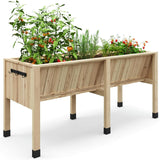 Garvee 46x24x31 in Wooden Raised Garden Bed with Legs & Hooks,13.7 in Planter Box, Non-Woven Liner, Outdoor Vegetable, Herb & Flower Planter - Wood