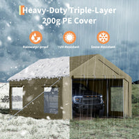 Garvee 13' X 20' Heavy Duty Carport with 8 Reinforced Leg Poles & 14 mil PE Canopy, 4 Roll-Up Doors for Pickup Truck & Boat, Yellow