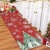 Garvee Christmas 2x8 Area Rug, Red Snowflake Christmas Tree Rugs for Living Room Washable, Bedroom Throw Rugs Non Slip, Soft Low Pile Floor Carpet for Kitchen Dining Room Christmas Decorations - Red