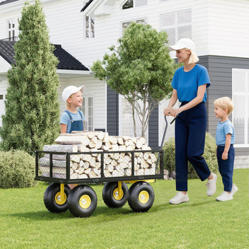 Garvee Garden Wagon 900 Lbs Load Capacity Heavy-Duty Steel 10-Inch All-Terrain Tires Removable Mesh Panels 180° Rotating Handle Outdoor Use
