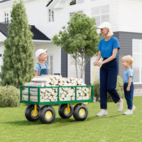 Garvee Garden Wagon 1200 Lbs Load Capacity Heavy-Duty Steel 10-Inch All-Terrain Tires Removable Mesh Panels 180° Rotating Handle Outdoor Use