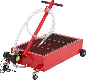 Garvee 20 Gallon Oil Drain Pan with 110V Electric Pump, 8FT Hose, Folding Handle, Carbon Steel, Wheels, for Cars, SUVs, Trucks, Buses, RVs