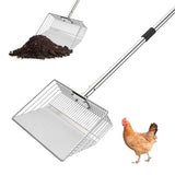 Garvee Chicken Coop Rake 24"-72" Adjustable - 14.9" Galvanized Manure Scoop w/Rubber Grip for Pet Waste, Sand & Hay Cleaning