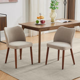 Garvee Set of 2 Mid Century Modern Linen Dining Chairs with Wood Legs for Dining Room, Khaki - Khaki
