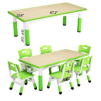 Garvee Kids 7 in 1 Table & Chairs Set in Ergonomic Design, Height Adjustable, Max 300lbs for Home & Classroom Use, Green