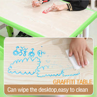 Garvee Kids 7 in 1 Table & Chairs Set in Ergonomic Design, Height Adjustable, Max 300lbs for Home & Classroom Use, Green