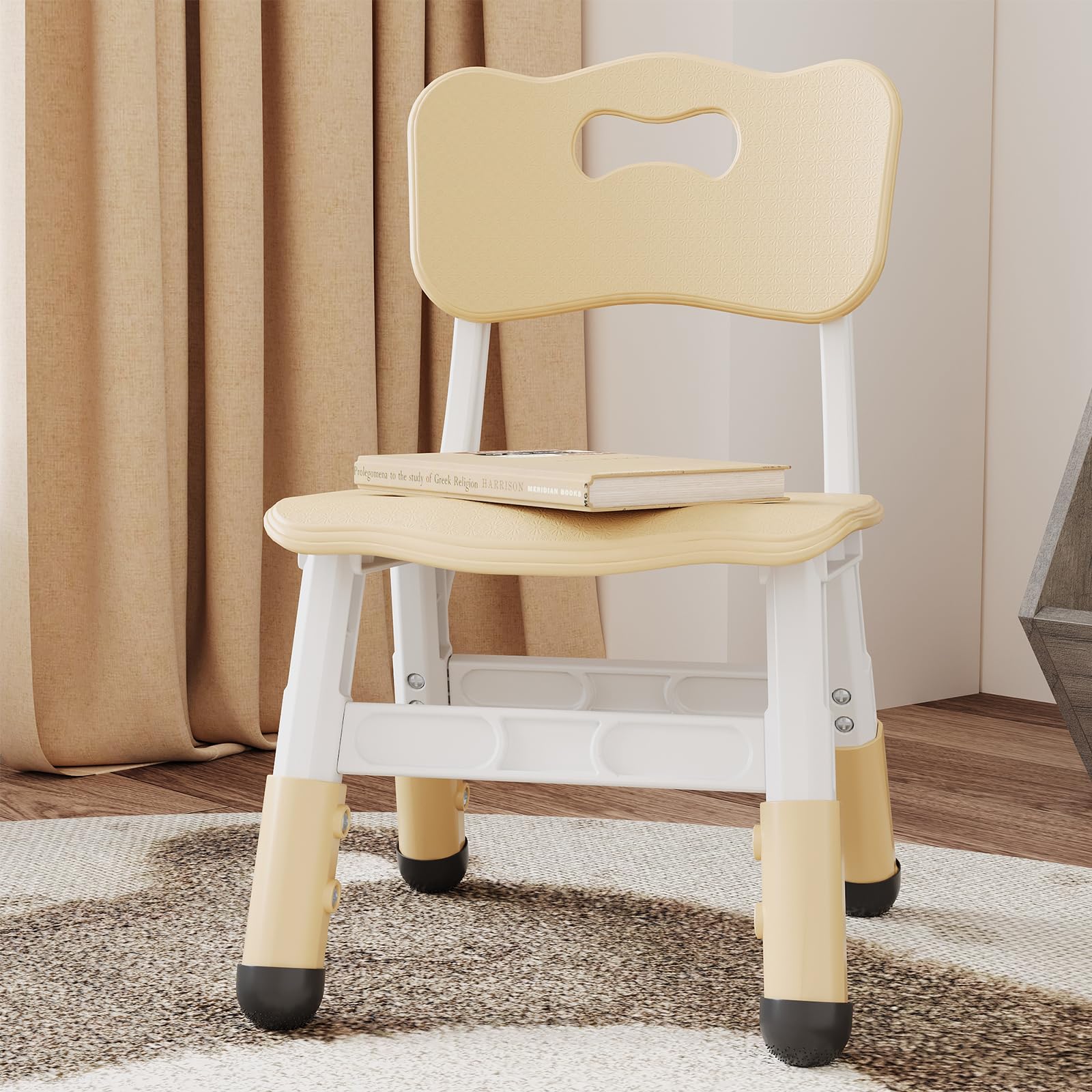 Garvee Set of 2 Kids Chairs in 3 Level Height Adjustable Design Suitable for Age 2-6 for Home Family Classroom Nursery Indoor Use, Natural