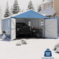 Garvee All-Weather Metal Carport 12x20 FT - Reinforced Frame & Steel Roof - Permanent Outdoor Garage Outdoor Storage for Pickup Trucks, Bass Boats, Tractors - Durable Storage Shelter, Carport, Car Outdoor Storage