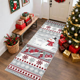 Garvee Christmas Runner Rug 2x6 Washable Hallway Runner Non Slip, Holiday Santa & Reindeer Accent Rug, Low Pile Non Shedding Printed Kitchen Mat, Soft Thin Foldable Carpet for Bedside, Grey - Gray