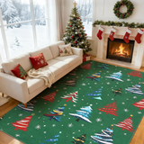 Garvee Green 8x10 Area Rugs for Living Room, Washable Rug for Home Decor, Indoor Non Slip Carpet, Soft Low Pile Christmas Rug with Xmas Tree Motif for Bedroom, Dining Room - Christmas Trees|Green