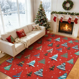 Garvee Christmas Tree 8x10 Area Rug, Washable, Non-Slip, Decorative Floor Carpet for Bedroom, Living Room - Christmas Trees|Red