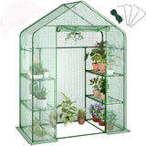 Garvee 57" X 29" X 77" Walk-in Greenhouse with A Roll-Up Zipper Door and 6 Windows, Garden Plant Hot House with Galvanized Steel Frame, Green PE Cover Warm House for Outdoors Vegetables Plants - Green