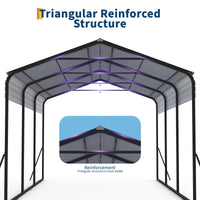 Garvee 10×15 FT Heavy Duty Metal Carport with Galvanized Steel Frame, All-Weather Outdoor Car Shelter for Cars, Trucks, Boats, Vehicles & Equipment, Outdoor Galvanized Shelter (Shipped in 2 packages)