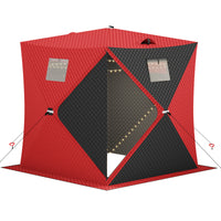 Garvee Insulated Pop-Up Ice Fishing Shelter  – Portable Winter Tent with Windows, Zippered Door, Integrated Light Strip, Carry Bag, Anchors & Wind Rope – Durable Ice Shanty for Outdoor Ice Fishing