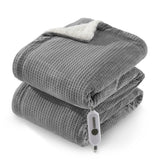Garvee Waffle Heated Blanket Twin 62"x84", Fast Heating Electric Blanket with 4 Adjustable Heating Level & 10 Hours Auto Off, ETL Certified, Grey - Grey