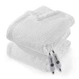 Garvee Electric Blanket King Size with Dual Control, Waffle Heated Blankets with ETL Certified, Soft Flannel, 4 Heat Levels, 10 Hours Auto Off, White, 90"x100" - White