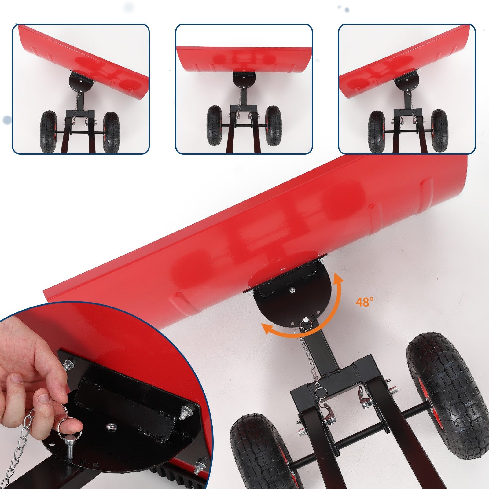 Garvee 29"W X 19.8"H Snow Shovel with 7-Position Angled Blade & Adjustable Handle, Heavy Duty Metal Snow Pusher Shovel with Wheels for Driveway, Doorway, Sidewalk, Pavement