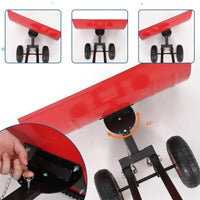 Garvee 29"W X 19.8"H Snow Shovel with 7-Position Angled Blade & Adjustable Handle, Heavy Duty Metal Snow Pusher Shovel with Wheels for Driveway, Doorway, Sidewalk, Pavement
