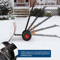 Garvee 29"W X 19.8"H Snow Shovel with 7-Position Angled Blade & Adjustable Handle, Heavy Duty Metal Snow Pusher Shovel with Wheels for Driveway, Doorway, Sidewalk, Pavement