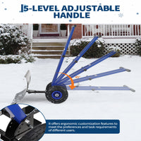Garvee 29"W X 16"H Snow Shovel with Wheels Heavy Duty Carbon Steel 29" Metal Blade Adjustable Handle & Angle Anti-Slip Pneumatic Wheels for Driveways Sidewalks