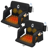 Garvee 2-Pack Massage & Heated Stadium Seats with Backrest, 3 Level Heating & Massage, Foldable Bleacher Chair with Anti-Slip Mat - Football Seats, 6 Adjustable Angle, Pockets, Cup Holder, 21'' Width - ‎Heated Black