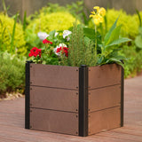 Garvee 19" × 19" × 17" Wood-Look Composite Raised Garden Bed, Open-Bottom Planter Box for Vegetables & Herbs, Brown - Brown