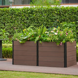 Garvee 48" × 25" × 29" Wood-Look Composite Raised Garden Bed, Open-Bottom Deep Planter Box, Brown - Brown
