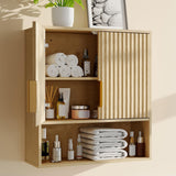 Garvee Bathroom Wall Cabinet in Grille Design with 2 Doors and Adjustable Shelf, Yellow