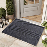 Garvee Front Door Mat for Outdoor Entry, 31.5x47 in Non Slip Weatherproof Entrance Doormat, Heavy Duty Waterproof Weather Mat for Hallway Entryway Mudroom Porch, Black - Gray