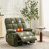Garvee Ultra-Comfort Oversized Massage Recliner Chair with Heat, Lumbar Support, Side Pockets & Dual Cup Holders, Manual Swivel Rocker for Living Room, Bedroom, Nursery, Green - Green