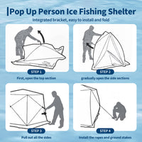 Garvee Insulated Pop-Up Ice Fishing Tent – 5-7 Person Portable Shelter with Double Zippered Doors, Large Windows, 2x49ft LED Light Strips, Windproof, Easy Setup, Carry Bag, Battery Packs – Red, 141.73x70.8x77.74in, 2x15m Light Strips