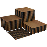 Garvee Acacia Wood interlinked Deck Tiles - 12"x12" 33PCS Non-Slip Waterproof Patio & Balcony Flooring, Snap Together, Covers 32 Sq Ft, Outdoor & Indoor Wall Decor, Brown Finish - Brown