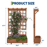 Garvee 67" Tall Wooden Raised Garden Bed with Trellis & Roof – Large Elevated Planter Box with Legs, Hooks & Drainage – Ideal for Outdoor Vegetables, Flowers, Climbing Plants – Sturdy Planter for Patio, Yard, Balcony – Brown