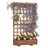 Garvee 67" Tall Wooden Raised Garden Bed with Trellis & Roof – Large Elevated Planter Box with Legs, Hooks & Drainage – Ideal for Outdoor Vegetables, Flowers, Climbing Plants – Sturdy Planter for Patio, Yard, Balcony – Brown