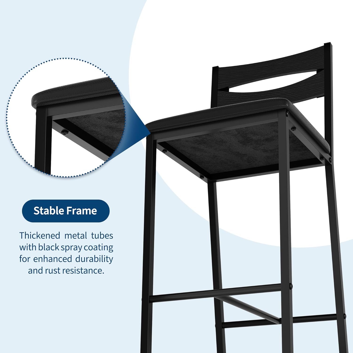 Garvee Modern Marble Finish Bar Table and Chairs Set with 2 PU Padded Stools, Flip Top Extension and Storage Shelves, for Small Kitchen and Apartment, Black