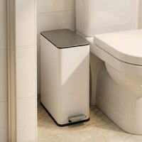 Garvee 4 Gallon Stainless Steel Step Trash Can with Removable Inner Bucket and Soft-Close Lid for Bathroom Living Room and Office, White