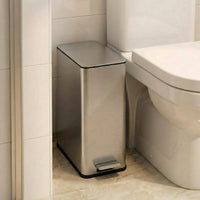 Garvee 4 Gallon Stainless Steel Step Trash Can with Removable Inner Bucket and Soft-Close Lid for Bathroom Living Room and Office, Silver