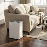 Garvee 4 Gallon Stainless Steel Step Trash Can with Removable Inner Bucket and Soft-Close Lid for Bathroom Living Room and Office, White - White