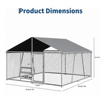 Garvee Large Outdoor Dog Kennel, Heavy Duty Metal Dog Run with Waterproof UV-Resistant Roof, Lockable Door & Rotating Feeder, 7.5×7.5×5.4 ft