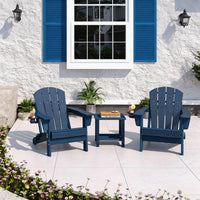 Garvee Folding Wooden Adirondack Chair, Outdoor Lounge Chair with Ergonomic High Back, Blue