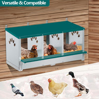Garvee 3-Compartment Galvanized Metal Chicken Nesting Box – Wall Mounted or Freestanding Laying System for Hens, Chickens, or Ducks – 10 Dampness Pads, 4 Fake Eggs, Perch, Lid Cover – Ventilated & Weatherproof – 3-compartment basic model