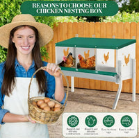 Garvee Stainless Steel Chicken Nesting Box with 3 Compartments, Roll-Away Egg Collection, Weather Resistant, Moisture Pads, Wall Mounted or Free-Standing, Outdoor Poultry Shelter