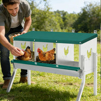 Garvee Stainless Steel Chicken Nesting Box with 3 Compartments, Roll-Away Egg Collection, Weather Resistant, Moisture Pads, Wall Mounted or Free-Standing, Outdoor Poultry Shelter